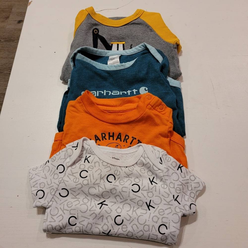 Bundle Of Onsies Carhartt John Deere And Calvin Klein 3mos To 6mos..Read Post.